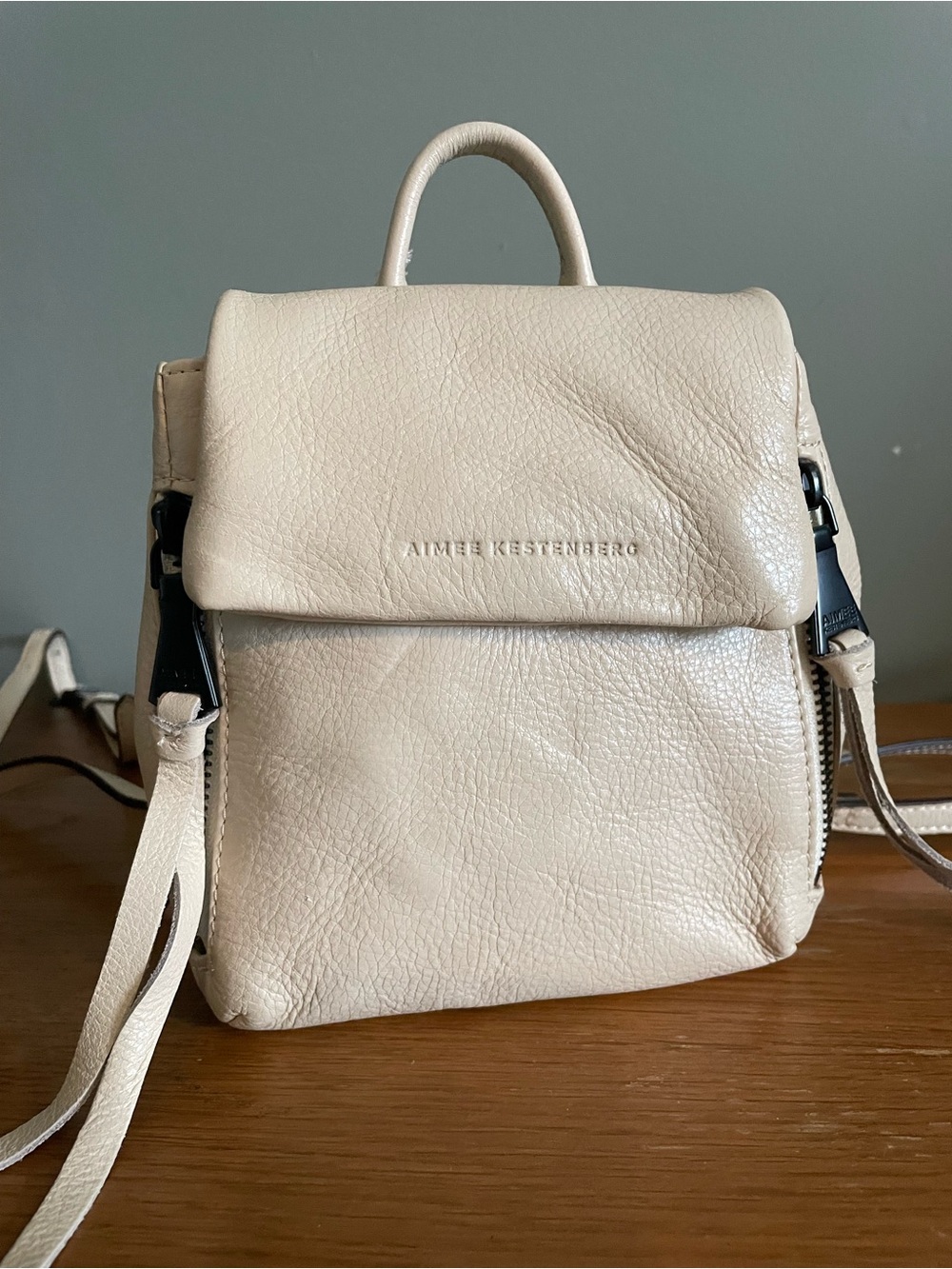 Aimee Kestenberg Leather Bali Mini Backpack Sandy Tassel Zipper Everyday NWT